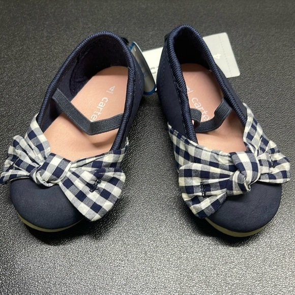 Carter's Other - NWT Carter’s Navy Blue Gingham Mary Jane Flats Toddler Girl Size 4